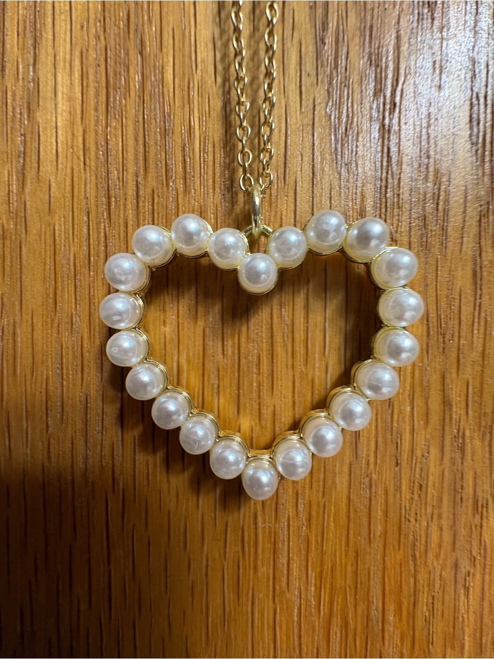Pearl Heart Pendant Necklace - Gold Chain